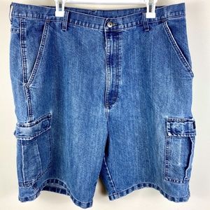 Mens Wrangler Distressed Cargo Blue Jeans - 40